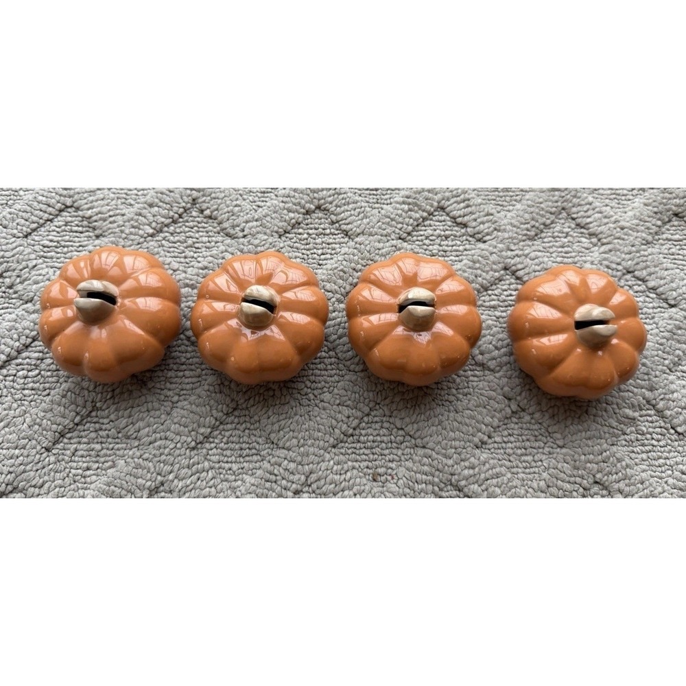 Hobby Lobby Fall / Thanksgiving  Set Of 4 Ceramic Pumpkin Place Card Holders